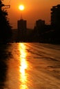 Summer sunset over city skyline Royalty Free Stock Photo