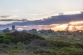 A summer sunset over dune grass in Newport, Rhode Island Royalty Free Stock Photo