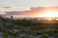 A summer sunset over dune grass in Newport, Rhode Island Royalty Free Stock Photo