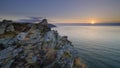 Summer sunset over the Valley of Rocks, near Lynton in the Exmoor National Park, Devon, UK