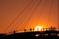 Summer sunset with people silhouette in Bucharest city park , Romania Royalty Free Stock Photo