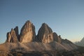 Summer sunset in Tre Cime di Lavaredo in Dolomites area