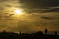 Summer sunset on the tropical island of mauritius. Royalty Free Stock Photo