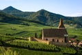 Church and vineyards of Saint-Jacques-le-Major in Hunawihr, Alsace France Royalty Free Stock Photo