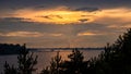 Summer sunset on the Volga river. Royalty Free Stock Photo