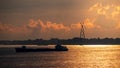 Summer sunset on the Volga river. Royalty Free Stock Photo