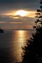 Summer sunset on the Volga river. Royalty Free Stock Photo