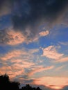 summer sunset and voluminous clouds