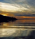 White colored cirrus cloud, sunset seascape Royalty Free Stock Photo