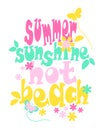 `summer, sunshine, hot, beach` typography, kids t-shirt print