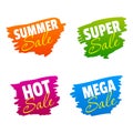 Summer, Super, Hot and Mega Sale Vector Marks.