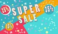 Summer Super sale banner for booklet, flyer, poster, advertising logo, leaflet for the store template design. The modern image.