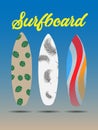 Summer surfboards in blue background. vector illustration. EPS 10