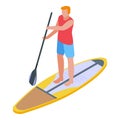 Summer surfer icon, isometric style