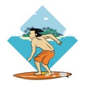 Summer surfer man cartoon