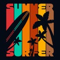 Summer Surfer T-shirt Typography Graphics, Vector Royalty Free Stock Photo