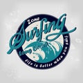 Summer surfing retro vintage logo emblem