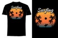 Summer surfing silhouette t shirt mock up retro vintage