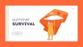 Summer Survival Landing Page Template. Senior Woman Character Experiencing Heat Discomfort, Feeling Warm And Sweaty Royalty Free Stock Photo