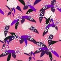 Summer sweet Seamless flowers Pattern Isolated on pink color.Wh