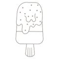 Summer sweets themed coloring page for kids with ice cream on a stick