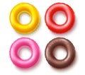 Summer swim rings set vector design. Colorful inflatable rubber toy and swimming circles