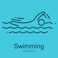 Summer Swim Water People Pictogram outline thin Icon Isolated