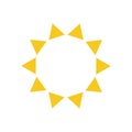 Summer symbol. Sun modern icon. Sunny circle shape. Isolated vector logo concept on white background