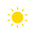 Summer symbol. Sun modern icon. Sunny circle shape. Isolated vector logo concept on white background