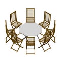 Summer table with chairs. Isometric view. 3D Vector illustration