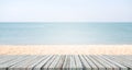 Summer Table on Sea Background Bar Counter Wooden on Ocean with Cloud Blue Sky on Sun Day,Empty Desk Mockup on water Nature