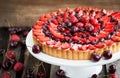 Summer tart with custard cream and fresh berries Royalty Free Stock Photo