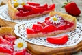 Summer tart with jelly strawberry