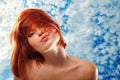 Summer teen girl beautiful freckles redheaded Royalty Free Stock Photo