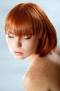 Summer teen girl beautiful freckles redheaded Royalty Free Stock Photo