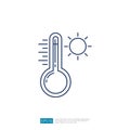 Summer Temperature. Thermometer and sun Outline Icon