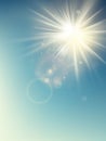 Summer template warm spring sun rays burst with lens flare. EPS 10 Royalty Free Stock Photo