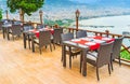 The summer terrace of Alanya restaurant Royalty Free Stock Photo