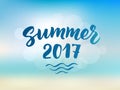 Summer 2017 text, hand drawn brush lettering. Summer label Royalty Free Stock Photo