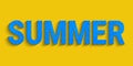 Summer text vector illustration. water pool texture inscription. Light blue on the yellow background. Bright holidays