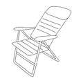 Summer textile chaise longue-contour hand drawing.Black and white image.Coloring.Beach holiday.Doodle style.Vector illustration
