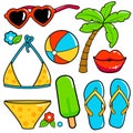 Summer island beach set. Vector illustration