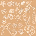 Summer theme doodles Royalty Free Stock Photo