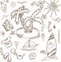 Summer theme doodles Royalty Free Stock Photo