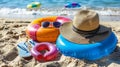 summer theme. Things for a beach holiday Royalty Free Stock Photo