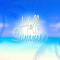 Summer themed background with blurred beach scene