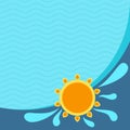 Summer themed blue splash banner with sun