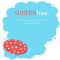 Summer-themed poster. Inflatable lifebuoy, sea and place for your text.