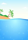 Summer themed tropical island and underwater scene