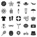 Summer things icons set, simple style